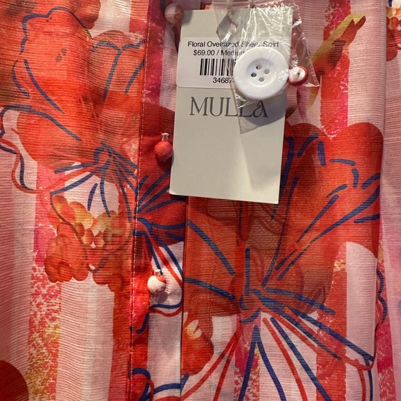 Vibrant Red Floral Sheer Blouse - Picture 7 of 7